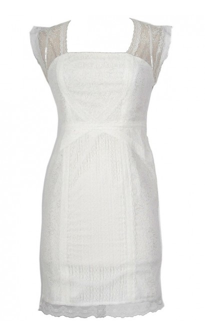 White Lace Designer Sheath Dress